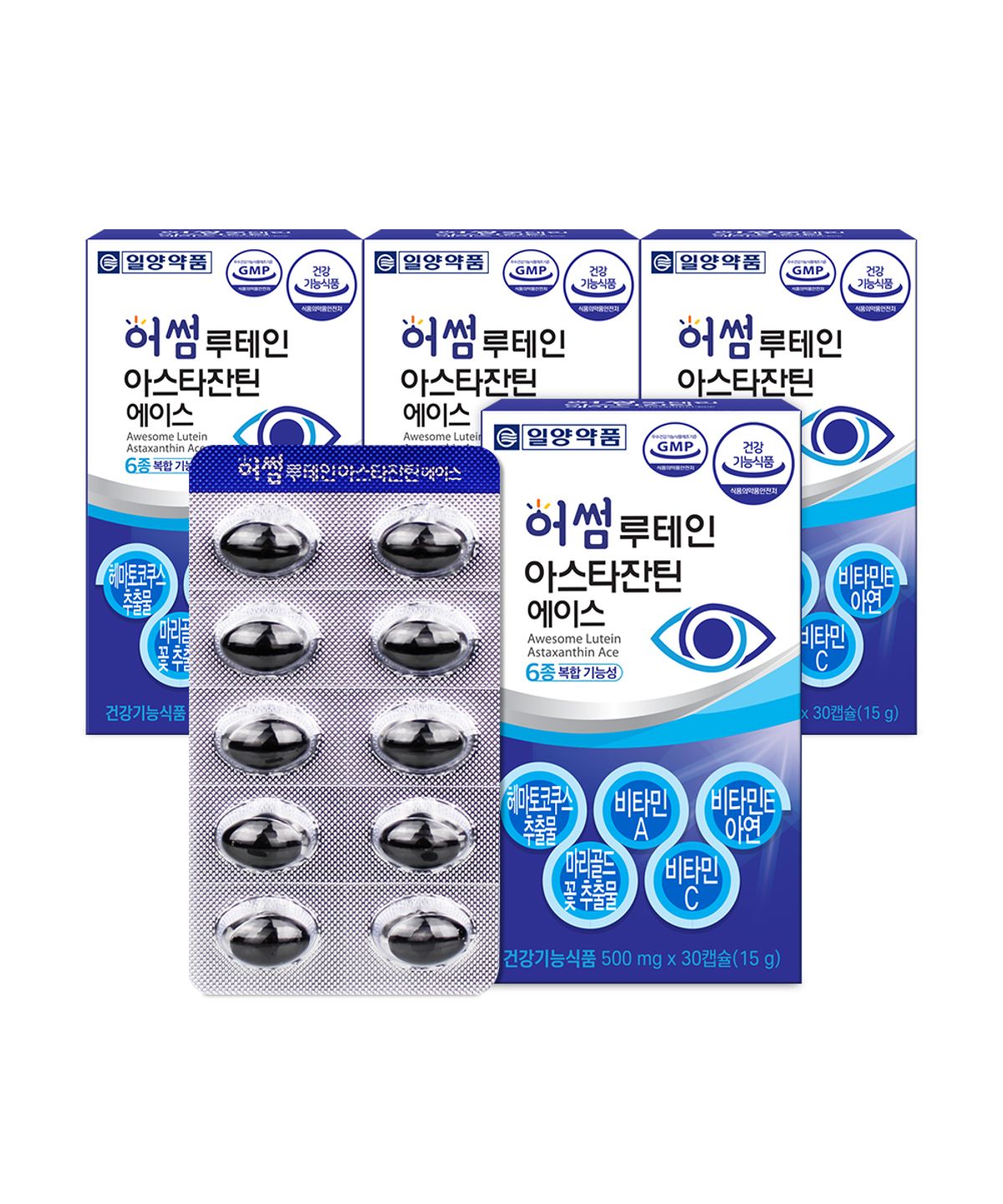 일양약품(IL-YANG PHARM) 눈에좋은 루테인 아스타잔틴 헤마토코쿠스 영양제 4박스 4개월분 눈건강