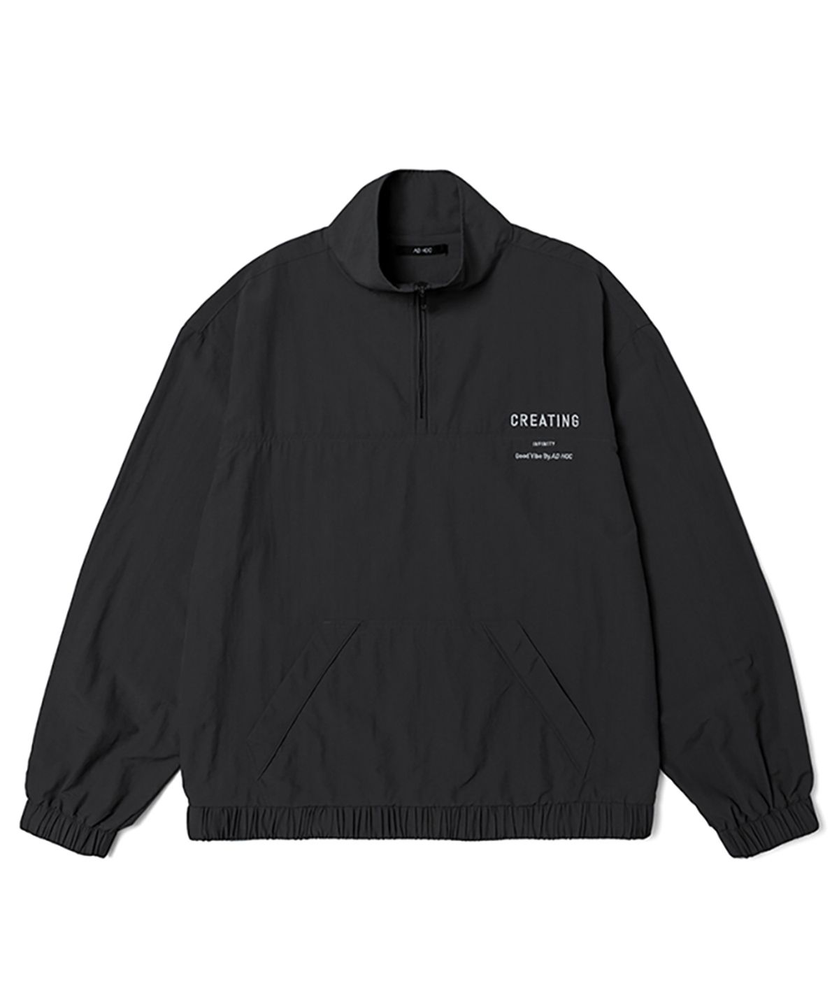 애드호크(ADHOC) 남성 디테일 반집업 우븐 탑 (BLACK) (HZ8LT03-39)