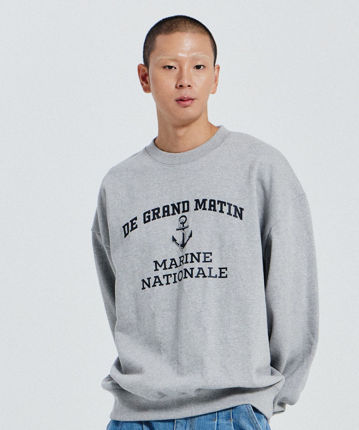 디 그랜드 마틴(DE GRAND MATIN) V.HEAVY SWEAT MARINE_MELANGE GRAY
