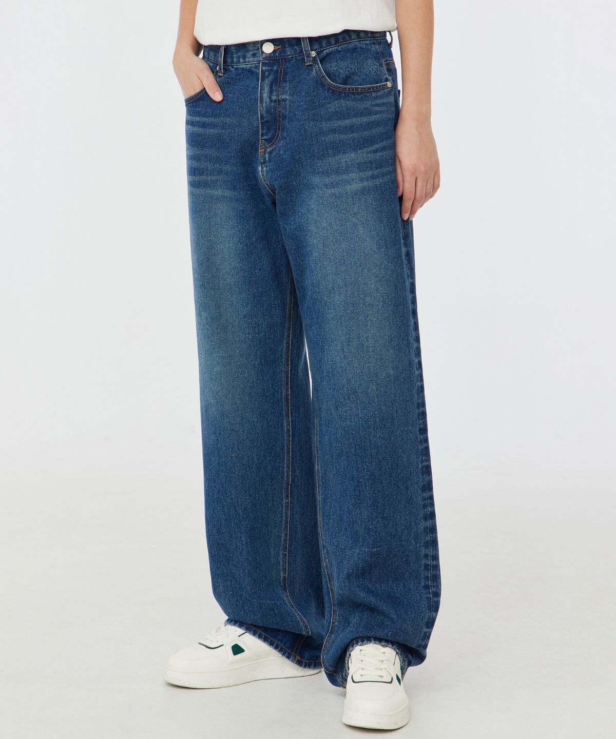 그루브라임(GROOVE RHYME) DENIM WIDE PANTS (BLUE) [LRSFDDW715M]