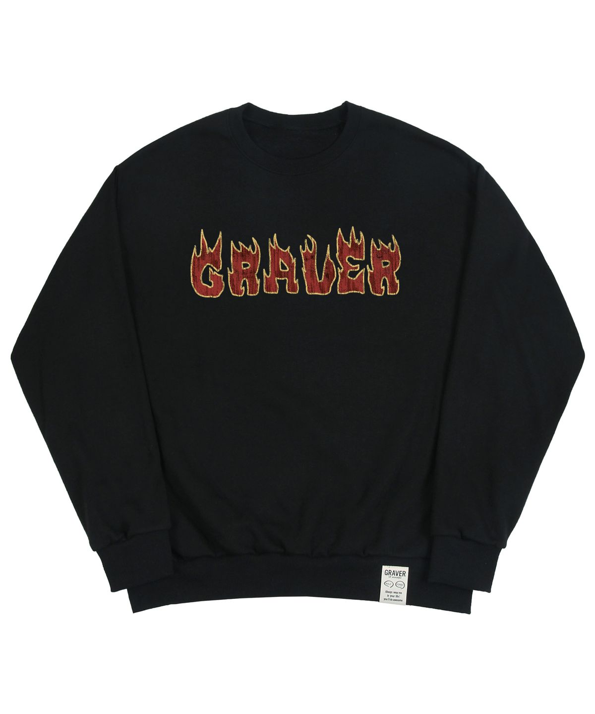 그레이버(GRAVER) [UNISEX]플레임 로고 맨투맨_블랙