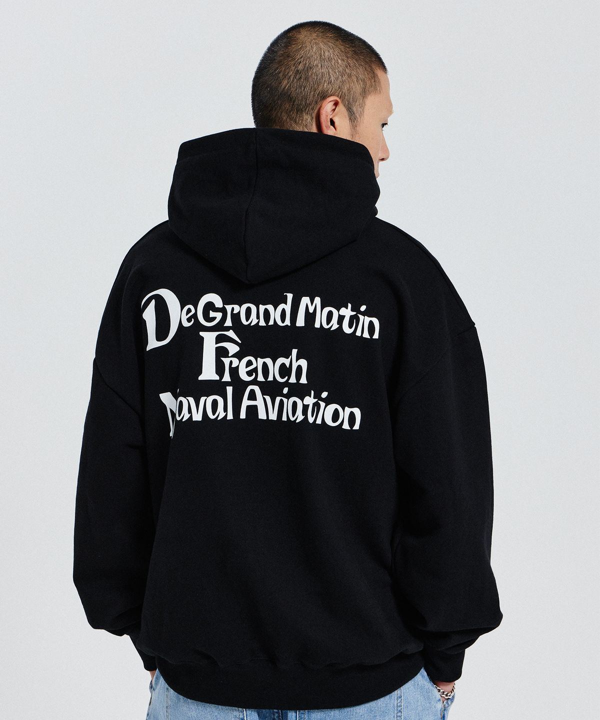 디 그랜드 마틴(DE GRAND MATIN) V.HEAVY HOOD SWEAT DE_BLACK