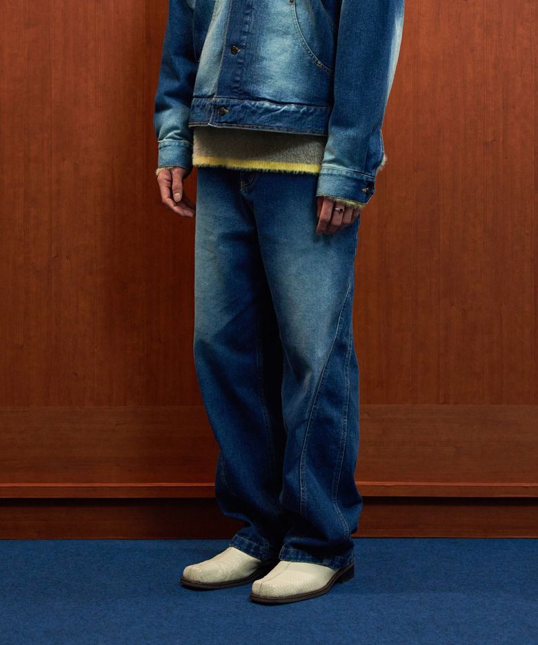 더블라인 데님 팬츠_BLUE