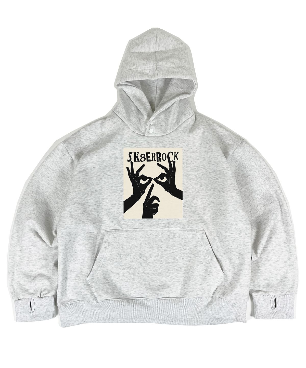 스케이터락(SK8ER ROCK) Shhh Hand Warmer Sweat Hoodie white melange