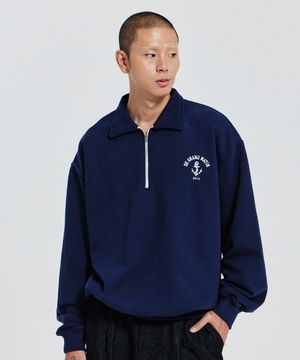 V.HEAVY HALF ZIP-UP SWEAT LOGO_NAVY