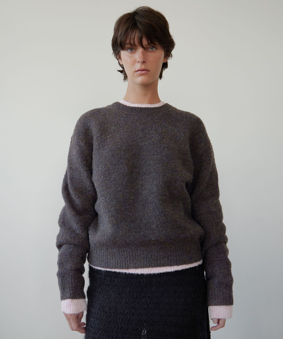 르바(LEVAR) Pullover Round Wool Knit - Multi brown
