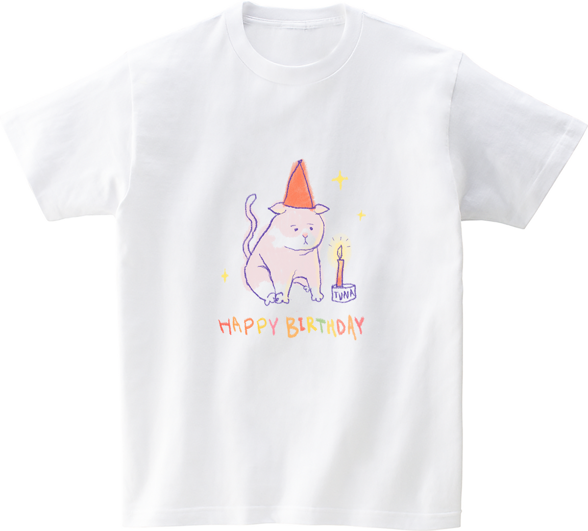 어썸어스(AWESOMEUS) (23SS)HAPPY BIRTHDAY CAT 반팔 티셔츠 화이트