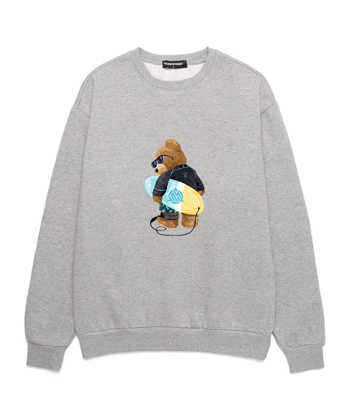 밴웍스(VANNWORKS) SURF BOARD BEAR NO.2 오버핏 맨투맨 (VLS0009) 멜란지그레이