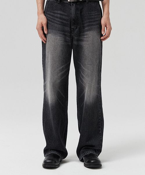 ★MUSINSA STANDARD★ Washed Black Straight Denim Pants MMCNP MUSINSA | MUSINSA STANDARD STRAIGHT DENIM PANTS [WASHED BLACK]