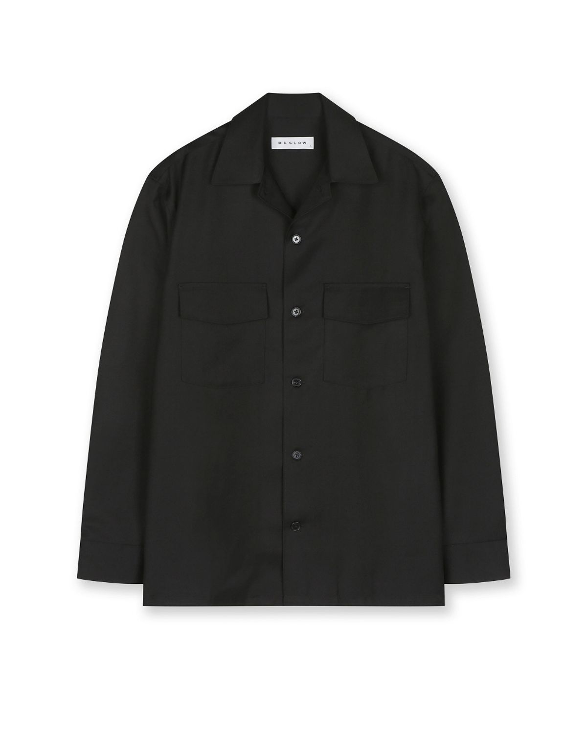 비슬로우(BESLOW) MILITARY CONVERTIBLE COLLAR SHIRTS BLACK