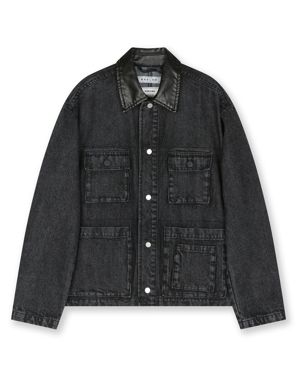 MUSINSA公式 | BESLOW WASHED DENIM MULTI POCKET WORK JACKET BLACK