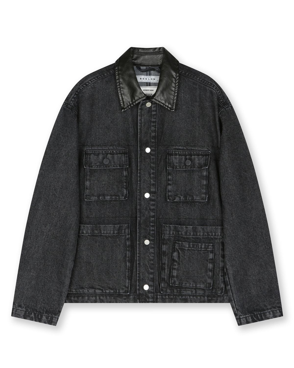 비슬로우(BESLOW) WASHED DENIM MULTI POCKET WORK JACKET BLACK