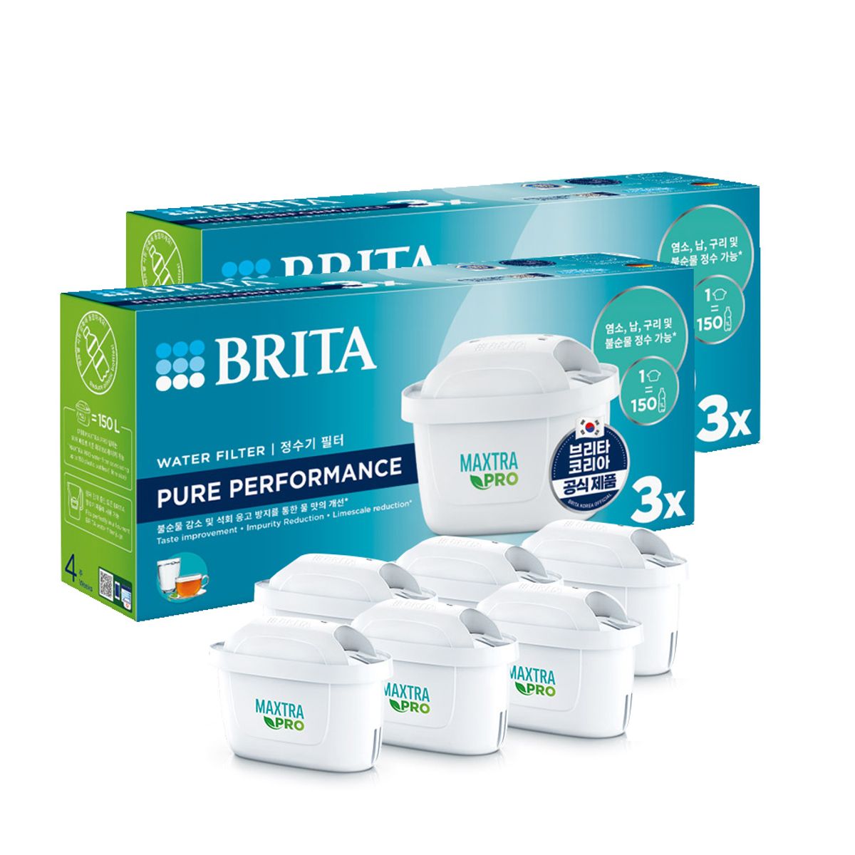 브리타(BRITA) 정수기 필터 막스트라 프로 퓨어 퍼포먼스 6입(3입 2개)
