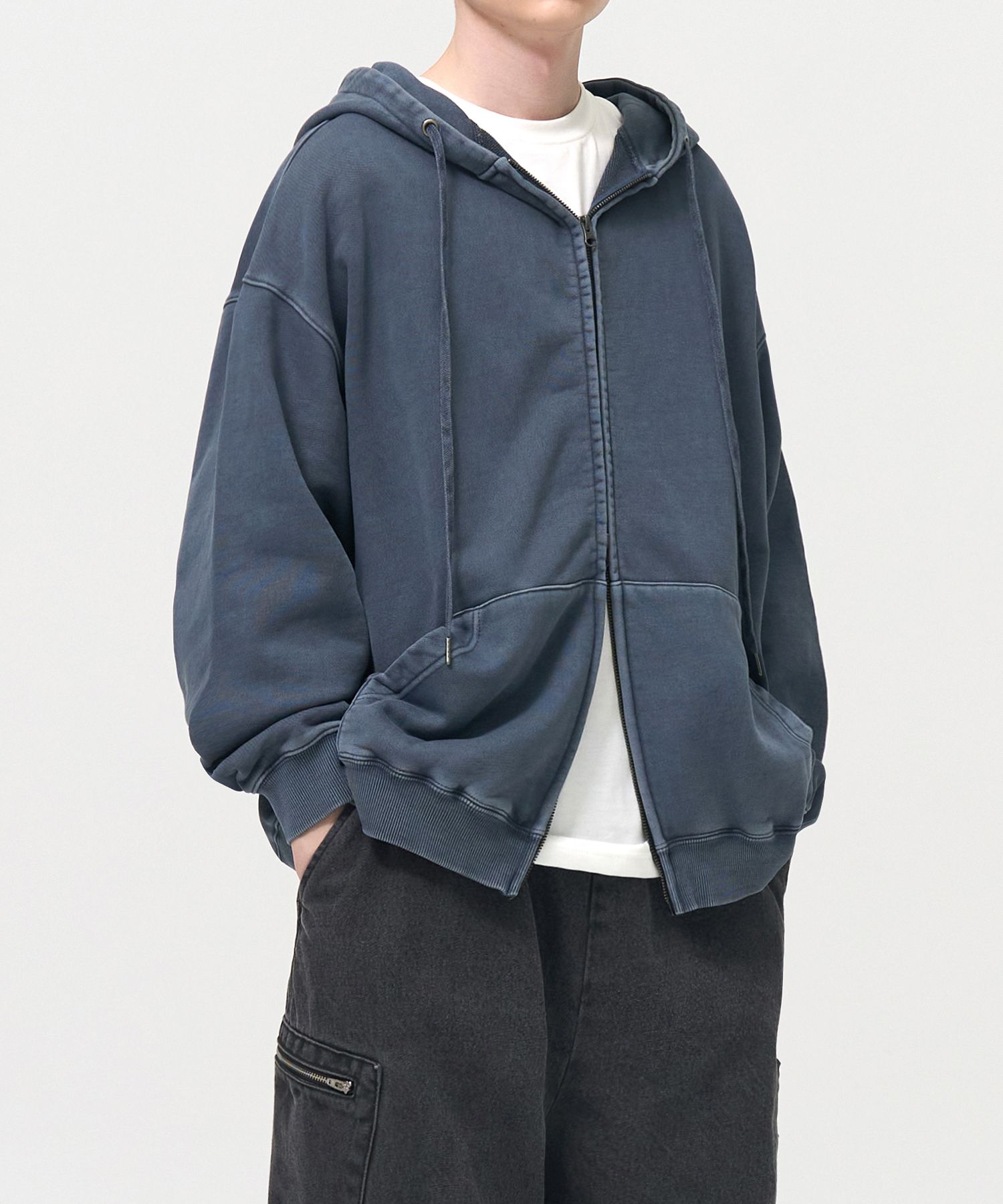 パーカー・フーディ TOFFEE 2-Way Pigment Sweat Hood Zip-Up STONE BLUE T3F-2PSHZU MUSINSA公式 | TOFFEE 2 way pigment sweat hood zip up (STONE