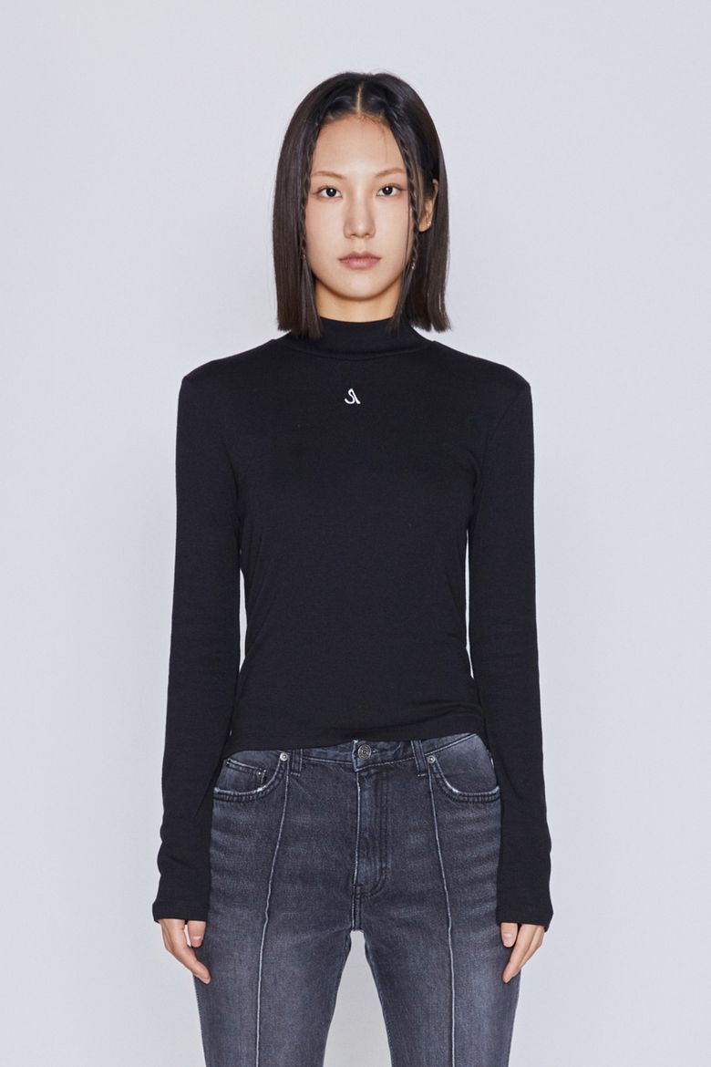 LOGO HIGH-NECK PULLOVER (BLACK)