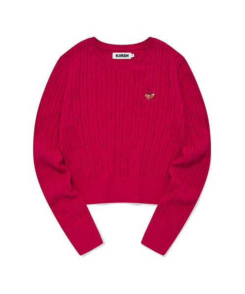 MUSINSA | KIRSH Small cherry cable crop knit [light burgundy]