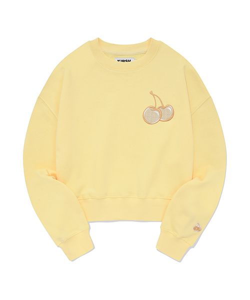 MUSINSA | KIRSH Middle Cherry Crop Sweatshirt [Light Yellow]