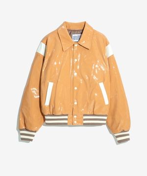 PATENT STADIUM JACKET (BEIGE)