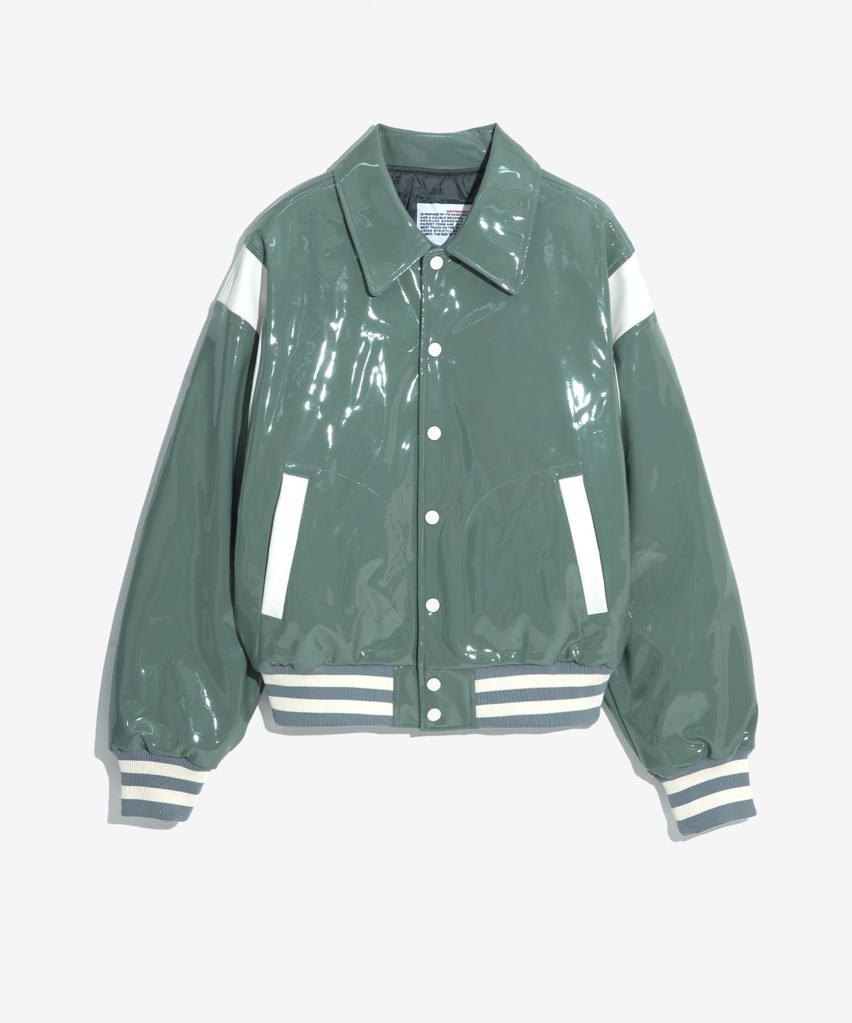 벌스데이수트(BIRTHDAYSUIT) PATENT STADIUM JACKET (SAGE)