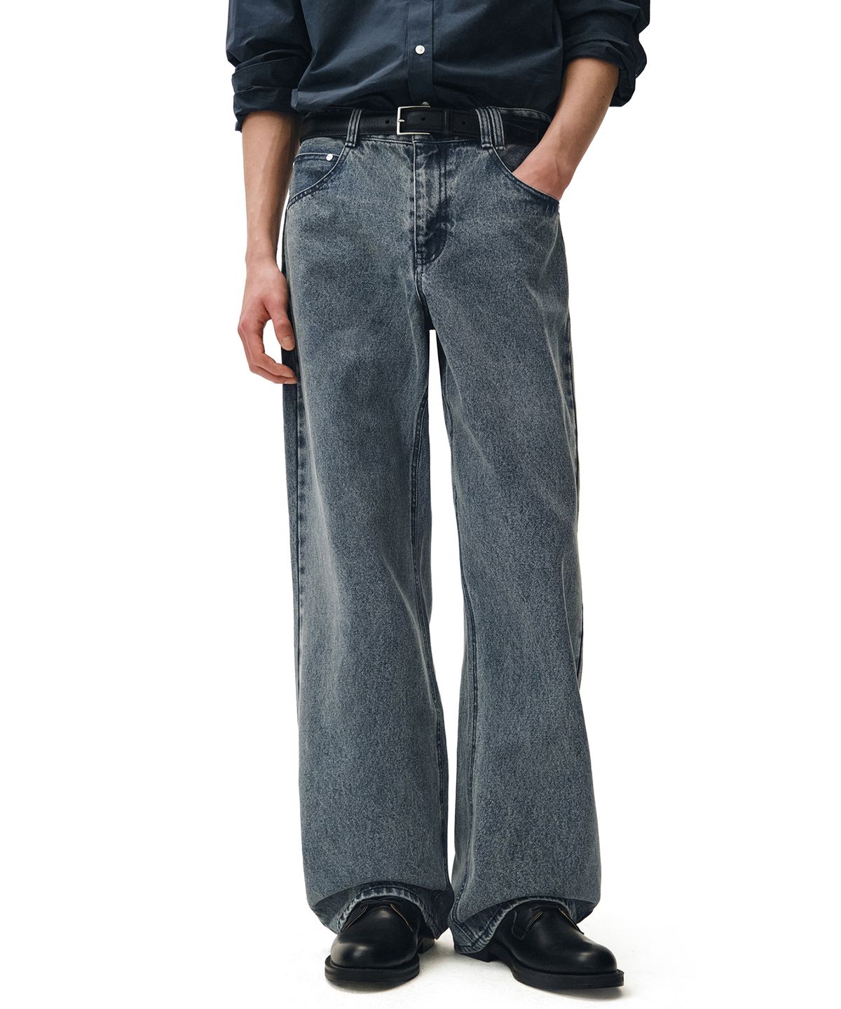 데케트(DECET) Mid Rise Wide Jeans DCPT027STNGRBlue