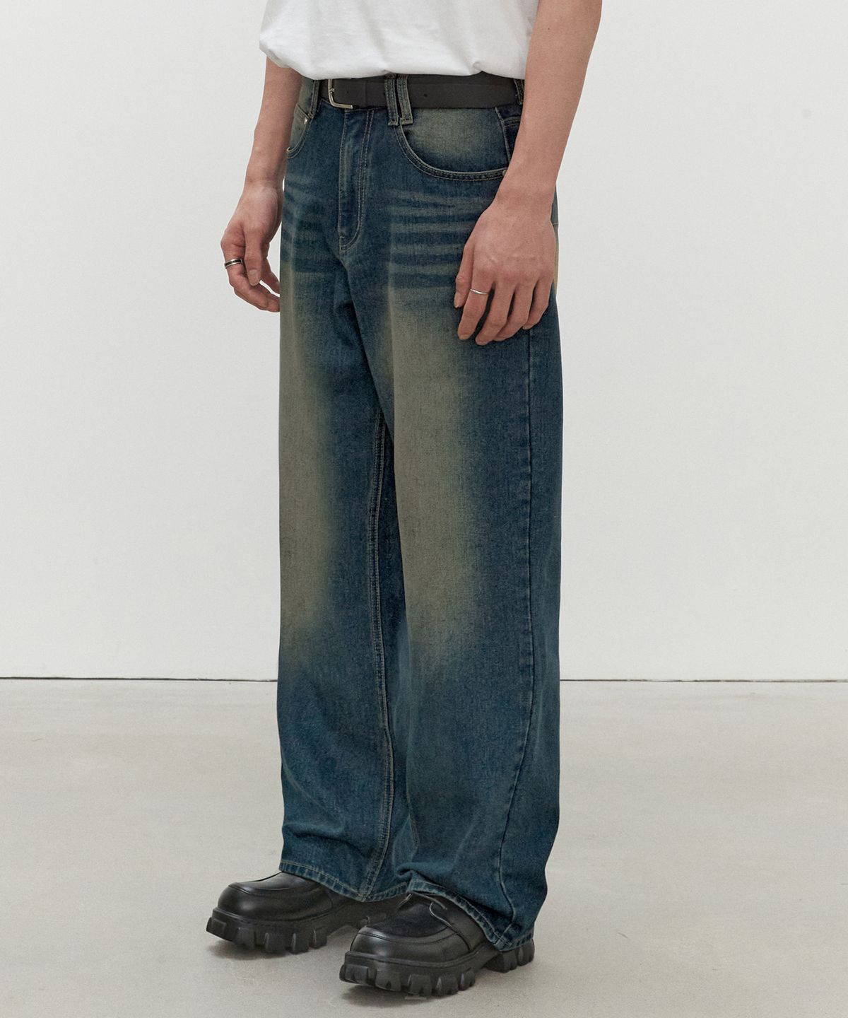 데케트(DECET) Mid Rise Wide Jeans DCPT027YLBlue