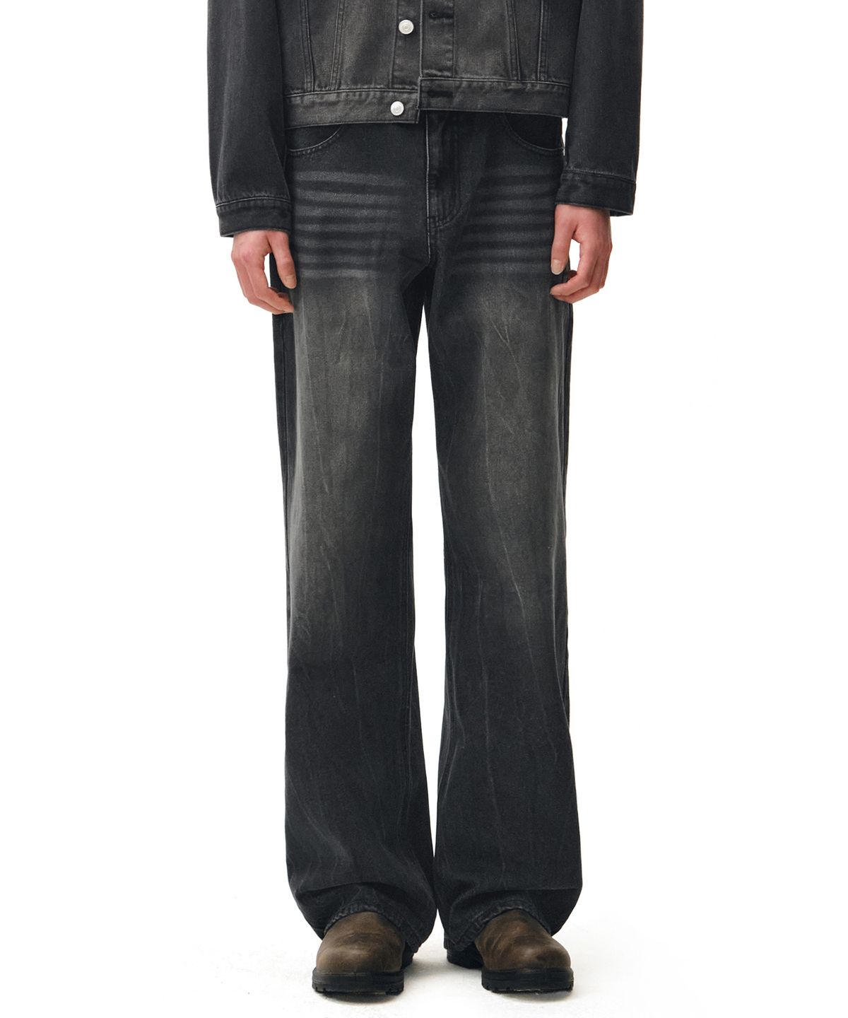 데케트(DECET) Mid Rise Wide Jeans DCPT027CRBlack2