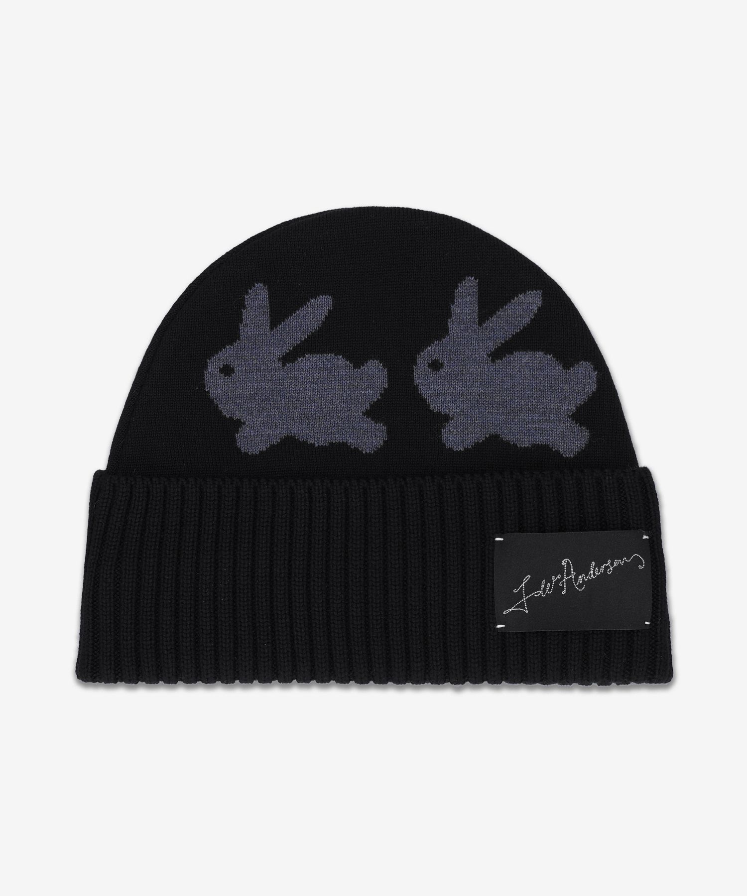 Common Bunny Motif Jacquard Beanie - Black: Charcoal / KW0935YN0008977