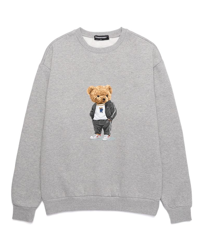 COMPORT BEAR NO.2 오버핏 맨투맨 (VLS0010) 멜란지그레이