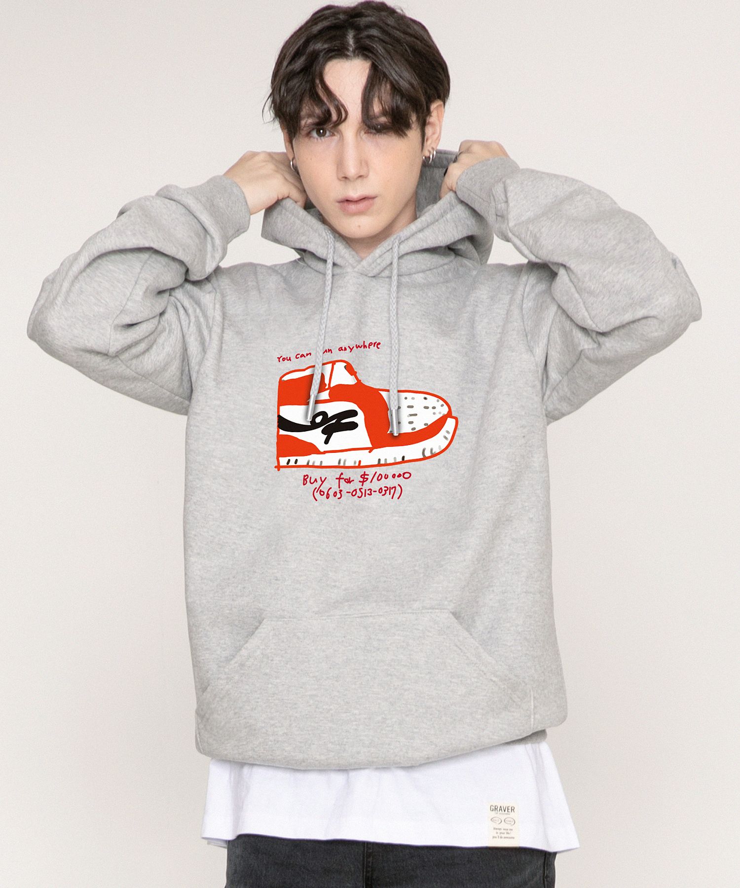 [GRAVER]★OP SHOES SWEATSHIRT MUSINSA | GRAVER [UNISEX] OP shoes center hoodie_black/black