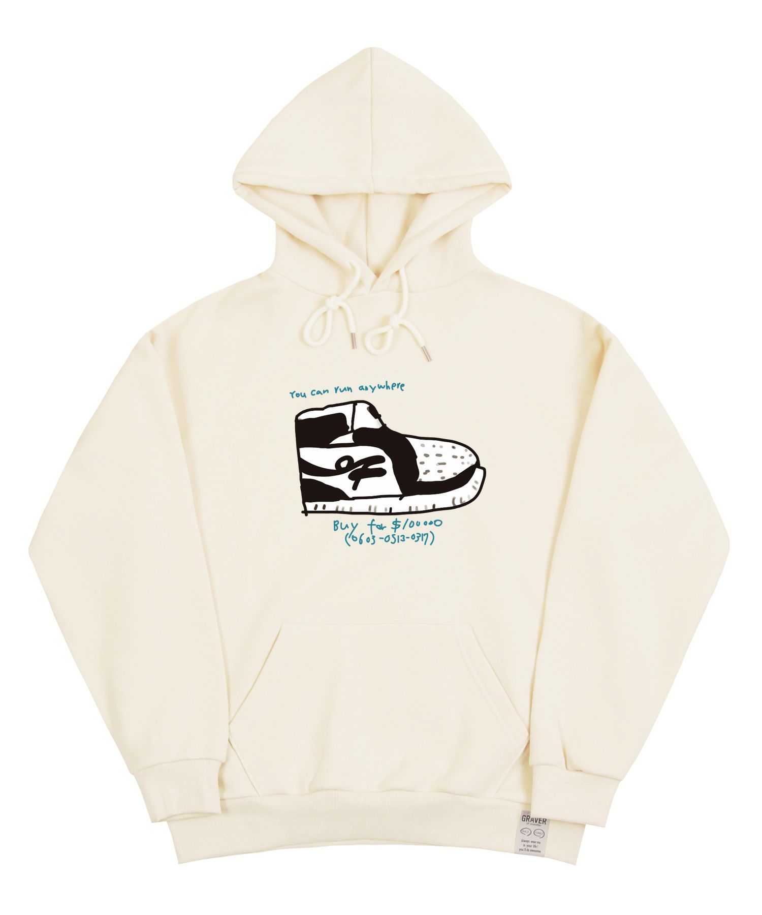 [GRAVER]★OP SHOES SWEATSHIRT MUSINSA | GRAVER [UNISEX] OP shoes center hoodie_cream/black
