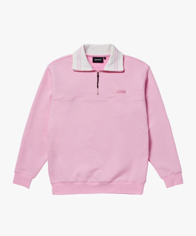 SCRIPT LOGO HALF ZIP-UP-LIGHT PINK