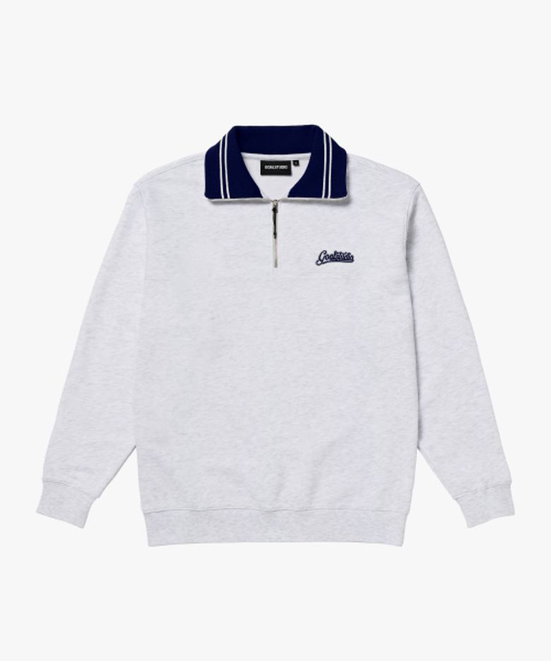 SCRIPT LOGO HALF ZIP-UP-MELANGE GREY
