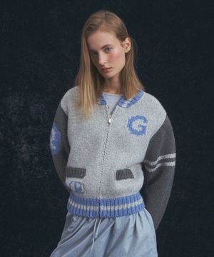 GRVR SPORTS_G 니트 집업_GREY