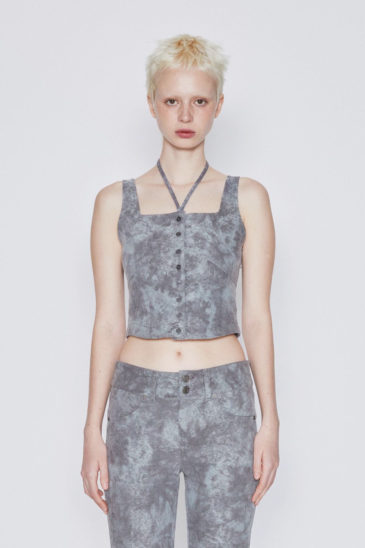 애프터아워즈(AFTERHOURS) JACQUARD VEST (KHAKI-GREY)