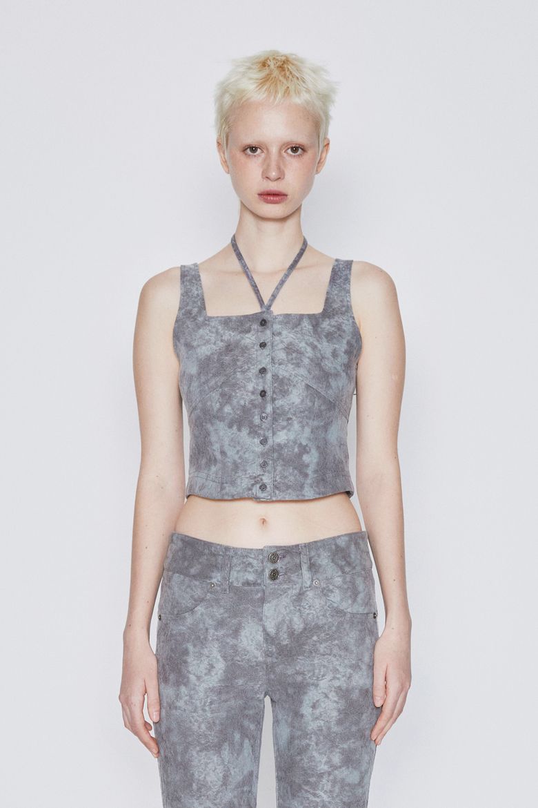 JACQUARD VEST (KHAKI-GREY)