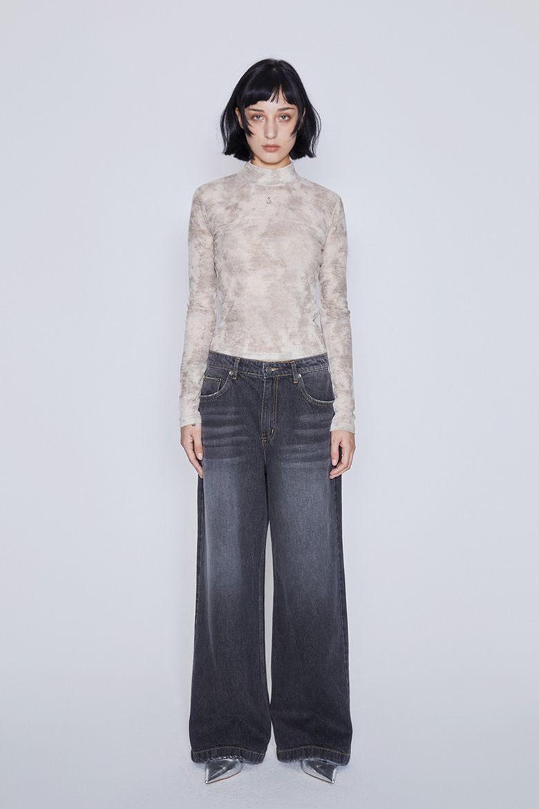 DENIM WIDE PANTS (BLACK)