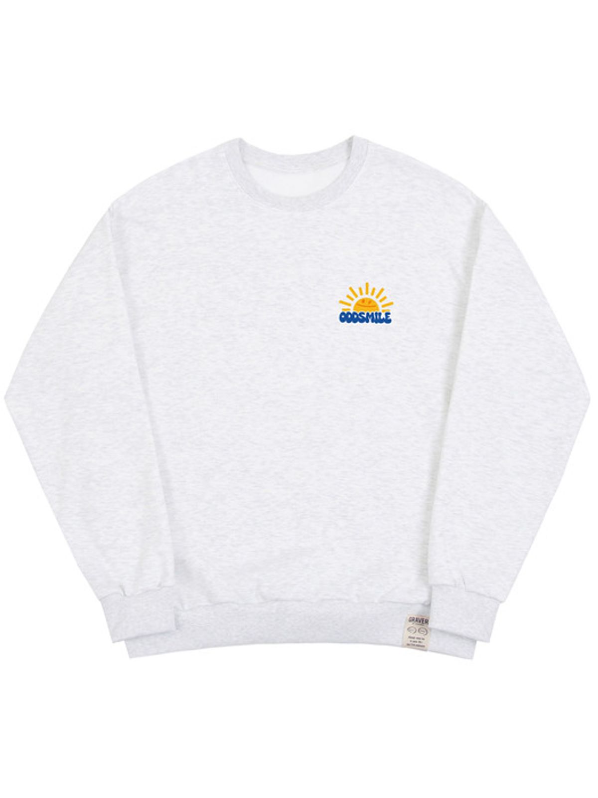 그레이버(GRAVER) [UNISEX]ODDSMILE 썬 스마일 맨투맨_멜란지화이트