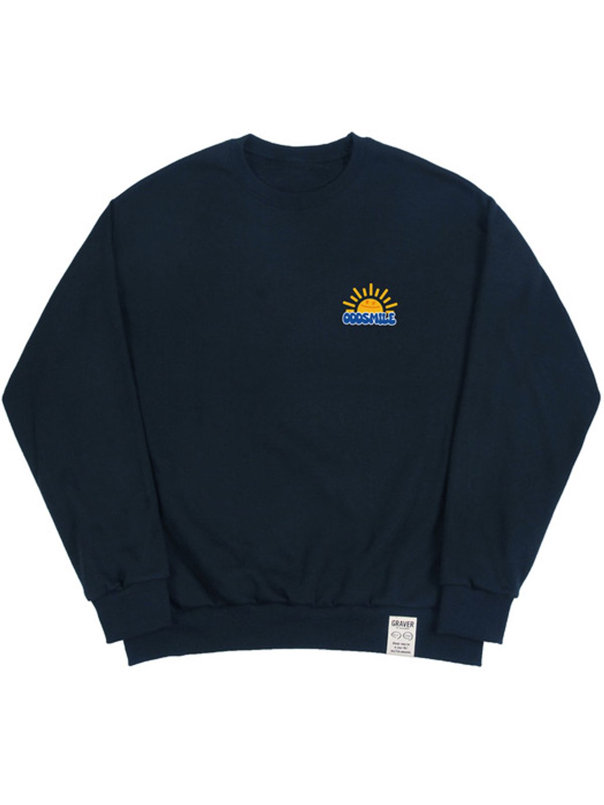 그레이버(GRAVER) [UNISEX]ODDSMILE 썬 스마일 맨투맨_네이비