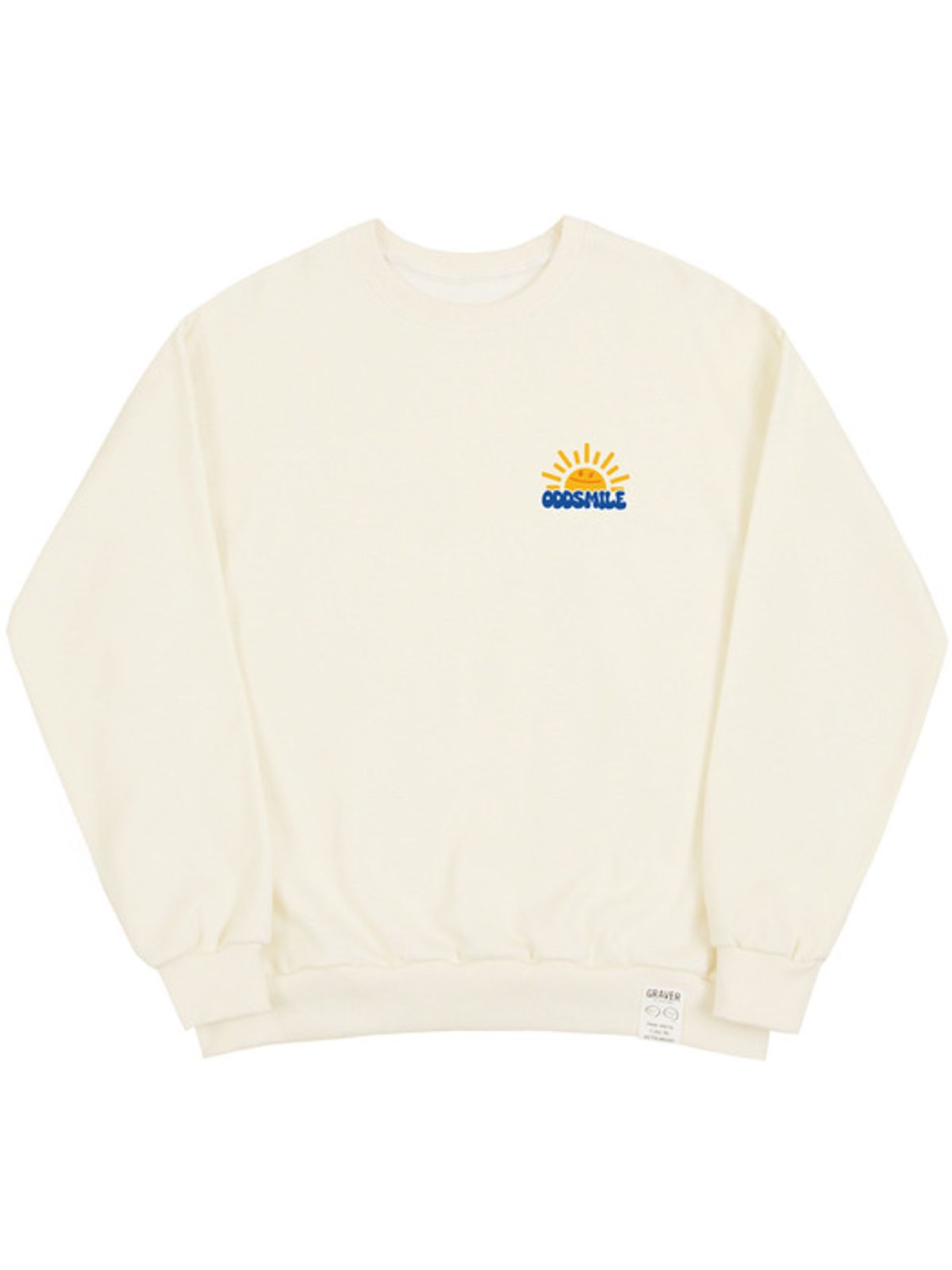 그레이버(GRAVER) [UNISEX]ODDSMILE 썬 스마일 맨투맨_크림