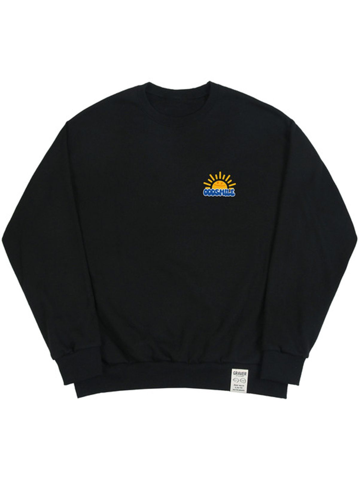 그레이버(GRAVER) [UNISEX]ODDSMILE 썬 스마일 맨투맨_블랙