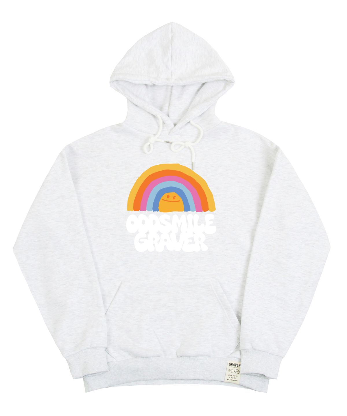 그레이버(GRAVER) [UNISEX]ODDSMILE 레인보우 스마일 후드티_멜란지화이트