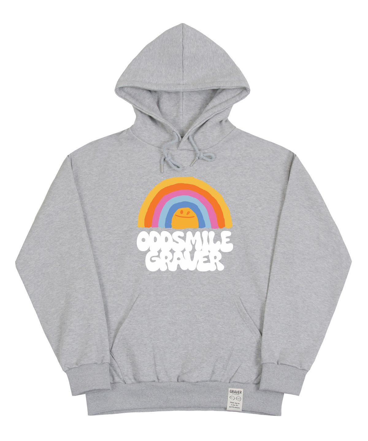 그레이버(GRAVER) [UNISEX]ODDSMILE 레인보우 스마일 후드티_그레이