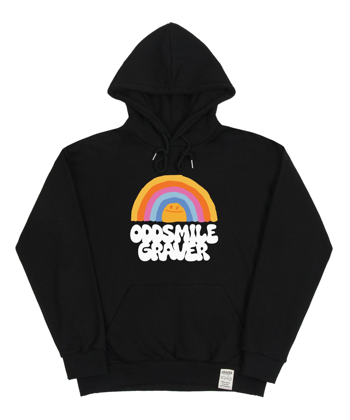 그레이버(GRAVER) [UNISEX]ODDSMILE 레인보우 스마일 후드티_블랙