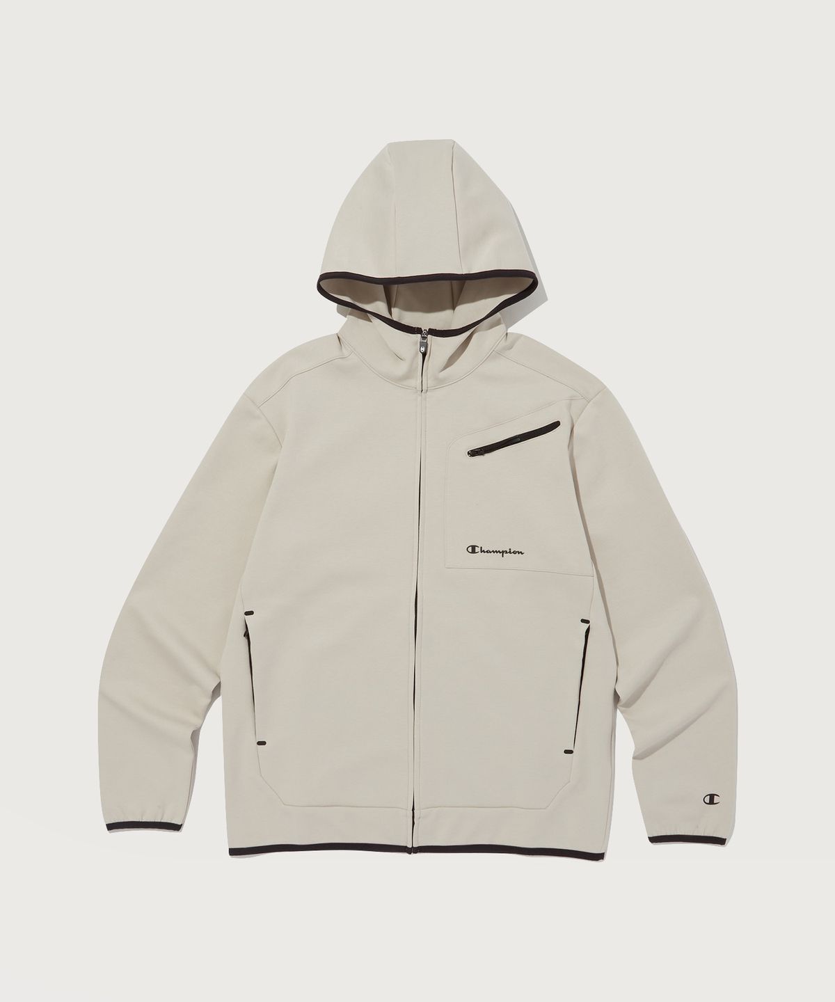 챔피온(CHAMPION) 스트레치 인터락 후드 집업 Normal Beige