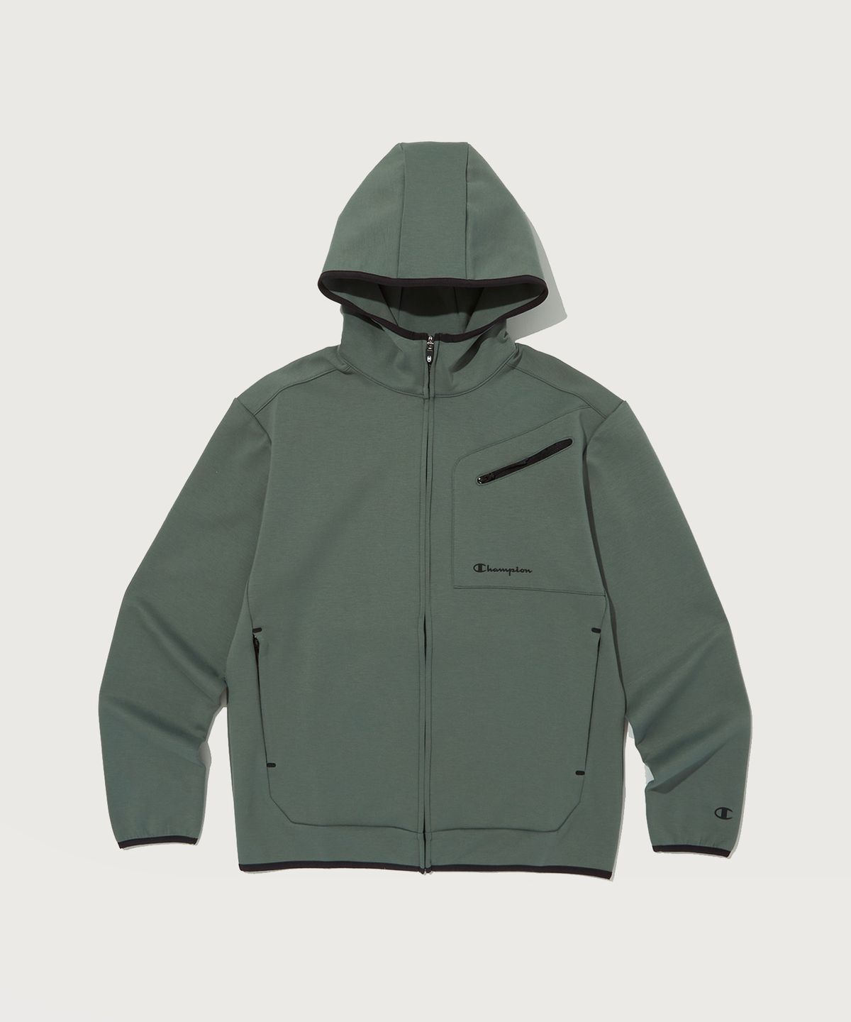 챔피온(CHAMPION) 스트레치 인터락 후드 집업 Charcoal Grey