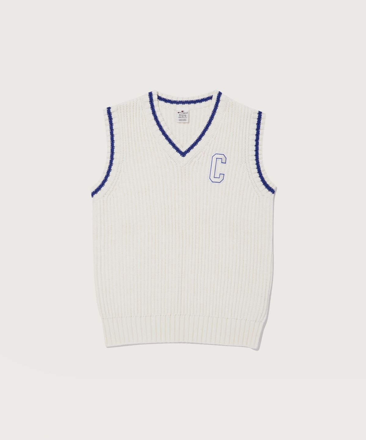 챔피온(CHAMPION) 워셔블 V넥 스웨터 베스트 Cream