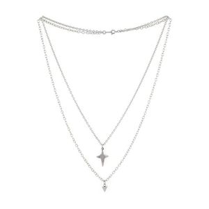 더블스타 팬던트 써지컬스틸 체인목걸이 (J2302-AN111_SV)