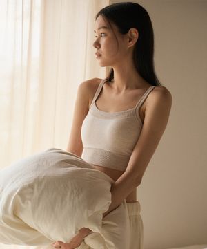 에르고핏 코튼 캐주얼 크롭 나시탑 (캡내장)