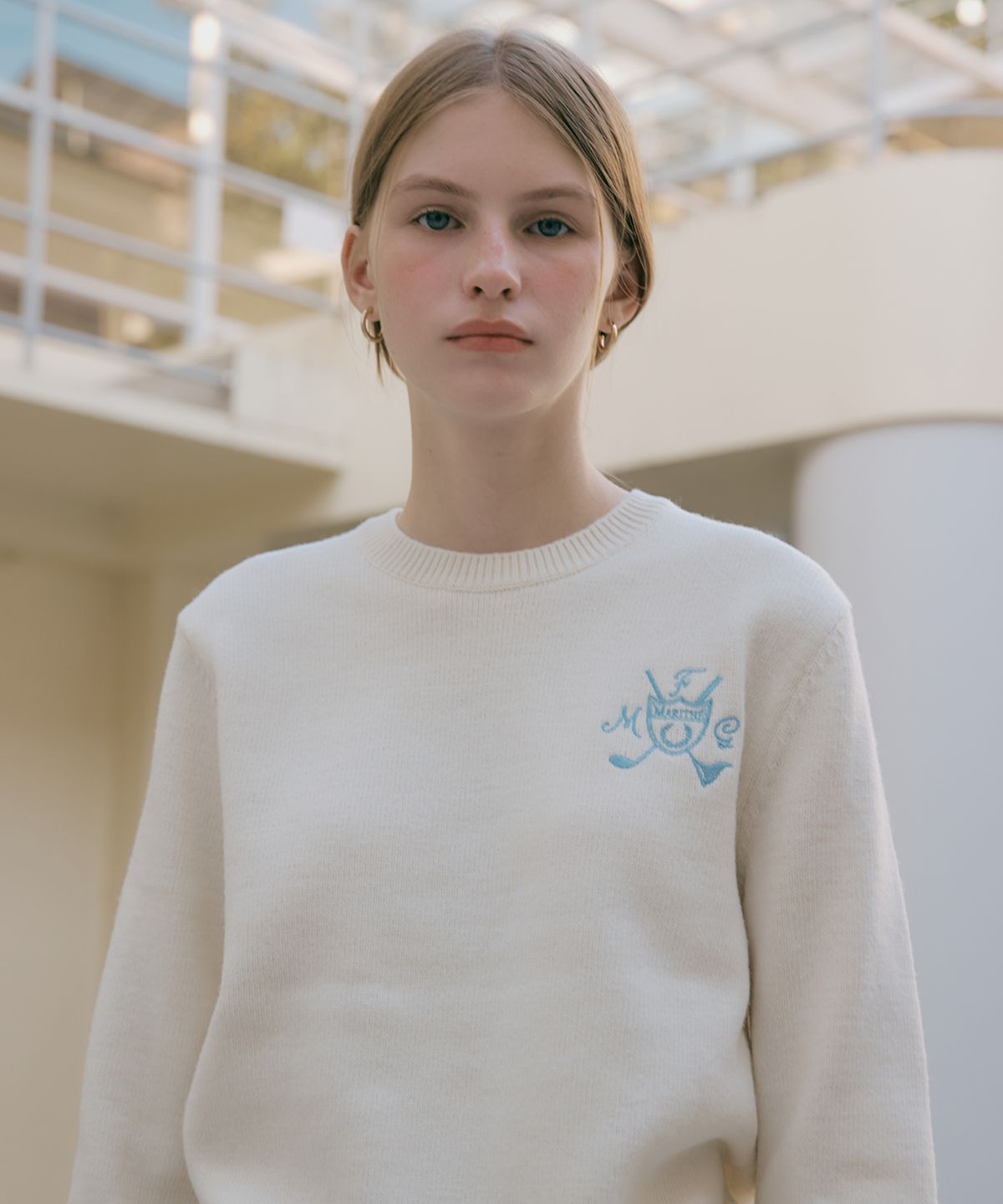 마리떼 스포츠(MARITHÉ SPORT) MOUVEMENT SYMBOL JACQUARD KNIT ivory