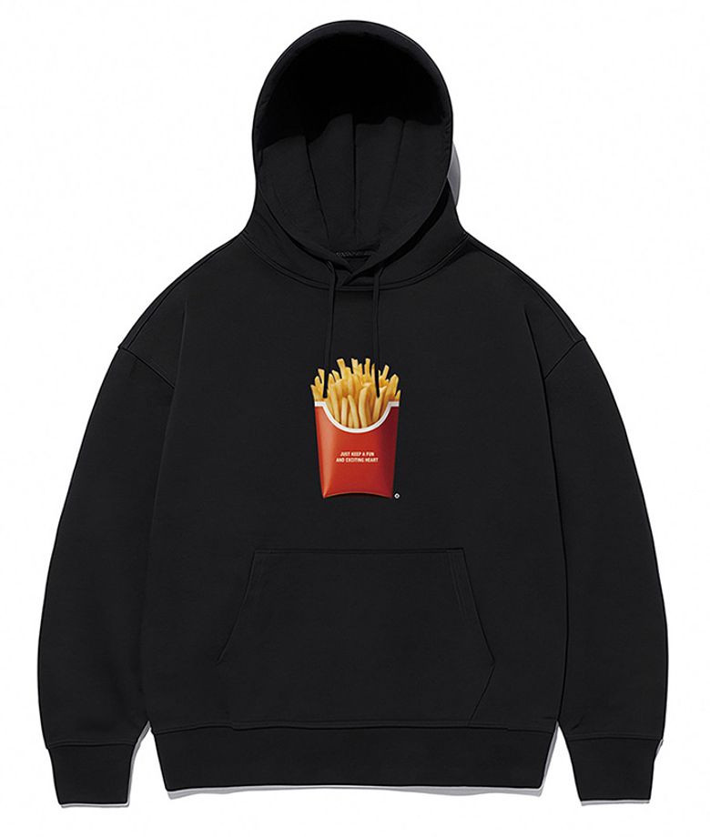 HR 0041 french fries hoodie black  프렌치프라이 블랙 후드